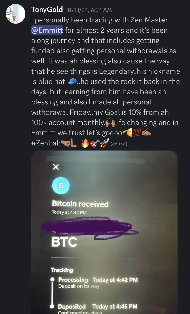 TonyGold: almost 2 years with Emmitt, funded with personal withdrawals, Bitcoin received