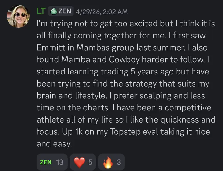 LT: up 1k on a Topstep eval