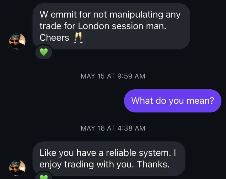 Instagram DM: you have a reliable system, I enjoy trading with you